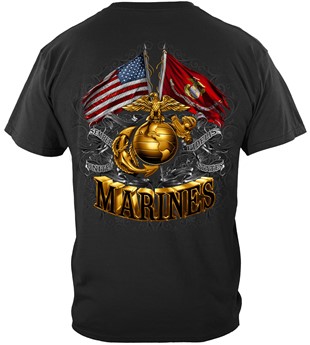 Double Flag Gold Globe Marine Corps